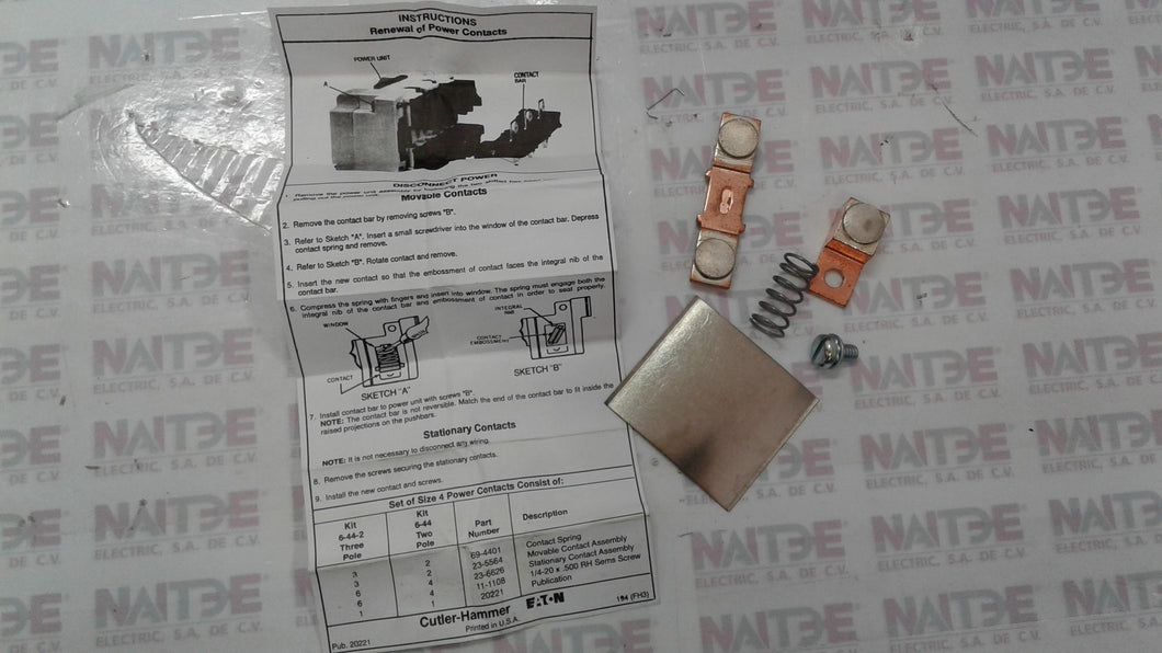 JUEGO DE CONTACTOS CUTLER  HAMMER 6-44-2 TAMAÑO - 4