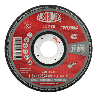 DISCO DE CORTE AUSTROMEX PARA METAL DE 4.5 