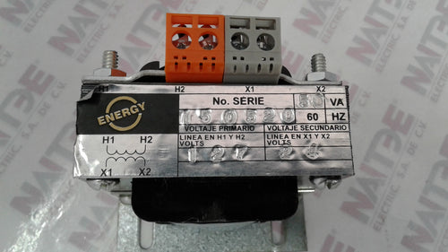 TRANSFORMADOR DE CONTROL ENERGY DE 50 VA PRIMARIO HI-H2 120 V SECUN X1-X2 24V 60 HZ