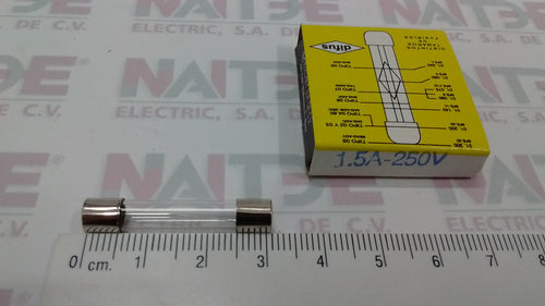 FUSIBLE DIFUS TIPO AMERICANO DE 1.5 AMP 250V