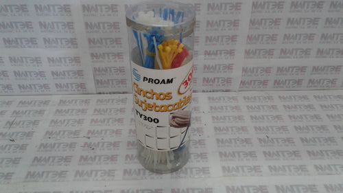 JUEGO DE SUJETACABLES PROAM  TY300 DE COLORES DE 300 PZA