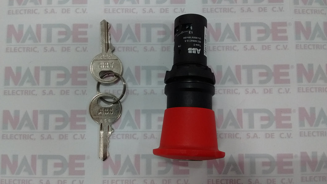 BOTON PARO EMERGENCIA DE LLAVE ABB 1SFA619552R1071, C/ RETORNO, 1NA/1NC