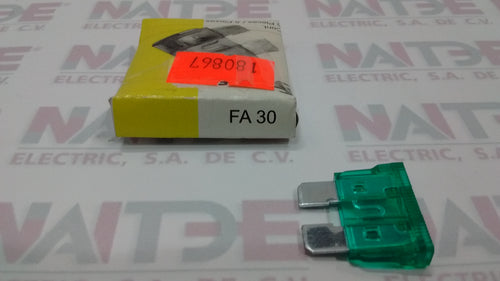 FUSIBLE TIPO CLAVIJA FA30 DE 30 AMP COLOR VERDE