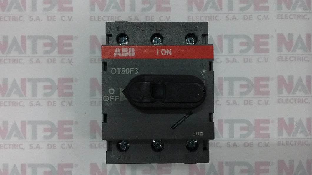 SECCIONADOR ABB OT80F3, DE 80 AMP SIN MANIJA/VARILLA