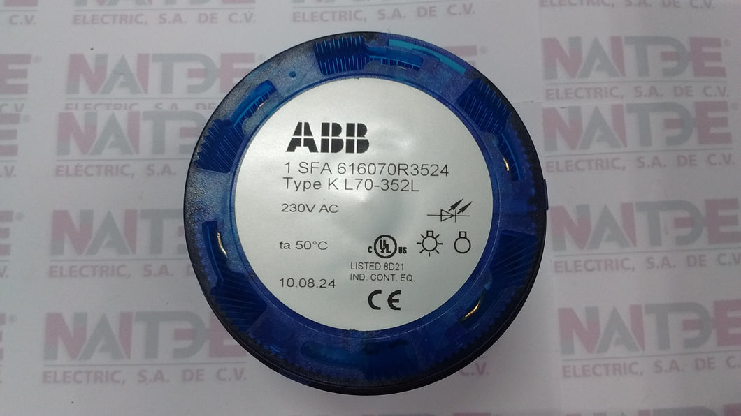 MODULO LUMINOSO INTERMITENTE LED AZUL ABB KL70-352L, 230 V. CA/CD. CAT.1SFA616070R3524 LED INTEGRADO