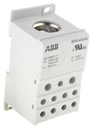 BLOCK DE DISTRIBUCION ABB  TIPO BRU400A  CAT.1SNA179650R2200, 1 POLO - 400A/600V, 1 X 000 AWG-350 MCM 2 X 14-2 AWG 5 X 14-6 AWG ( OBSOLETO )