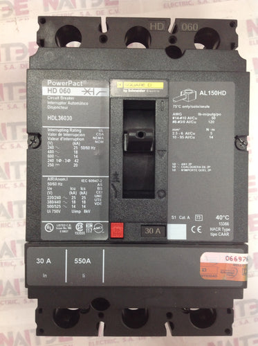 INTERRUPTOR TERMO SQUARE D FAL36030 3P 30AMP 600 V 18 kA ( NVO MOD HDL36030 / HDP36030 )