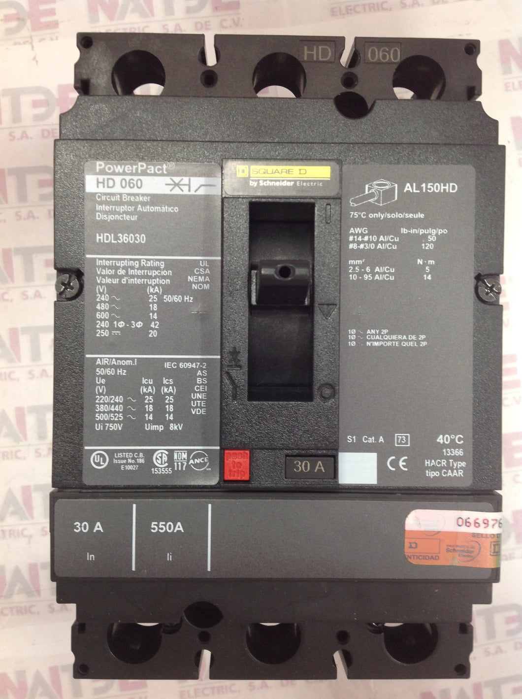 INTERRUPTOR TERMO SQUARE D FAL36030 3P 30AMP 600 V 18 kA ( NVO MOD HDL36030 / HDP36030 )