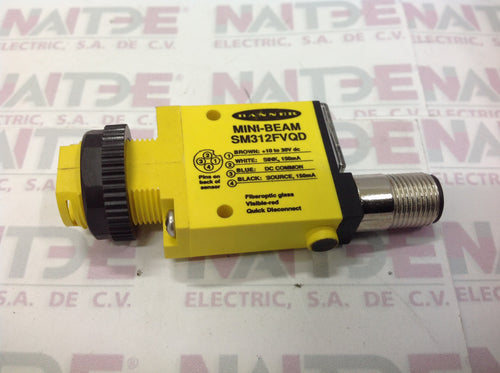 SENSOR FIBRA OPTICA BANNER SM312FVQD (26990) 10-30 VDC PNP/NPN DS VARIACION 4 HILOS C/CONECTOR M12
