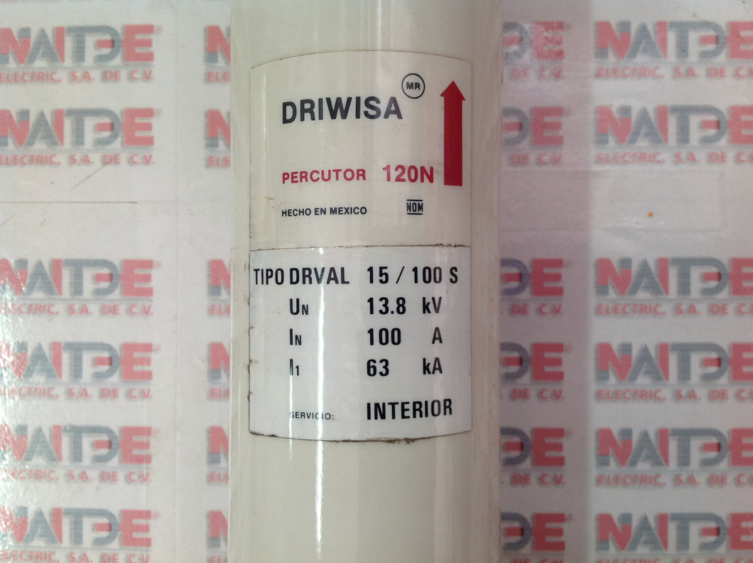 FUSIBLE DRIWISA DRVAL15/100, 100 AMP, 13.8,KV, 63KA, 51 CM LARGO, 8CM DE DIAM