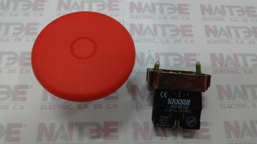 BOTON PARO EMERGENCIA SASSIN 3SA8-BX42 PULSAR-TIRAR C/BLOCK 1 NC