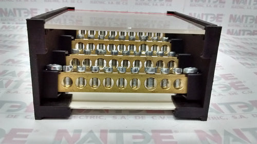 BLOCK DE DISTRIBUCION TE CAT1SNA179534R2200  TIPO BRT80A, 4 POLOS - 80A/600V, 8 X 8 AWG. CAT.1SNA179534R2200