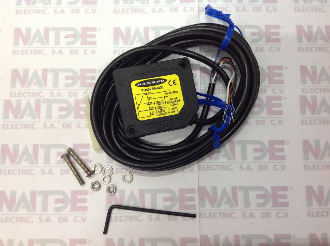 SENSOR DE BARRERA BANNER PD45VP6C200 (48323) 10-30 VDC PNP DS 203 MM 4 HILOS C/CABLE