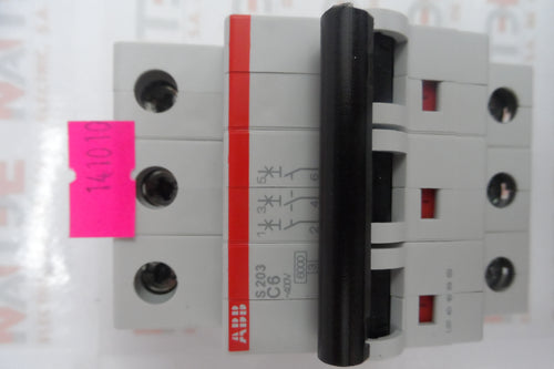 INTERRUPTOR TERMO ABB  S203-C6, 3P. 6 AMP. 230-400 VCA. CAT.2CDS253001R0064