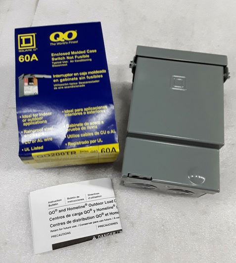 INTERRUPTOR SIN FUSIBLES EN CAJA MOLDEADA BLINDADA QO200TR 60A 240VAC 10HP