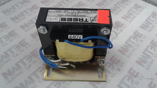 TRANSFORMADOR TREES  DE 36 VA PRIMARIO DE 440 V SECUNDARIO 110 V