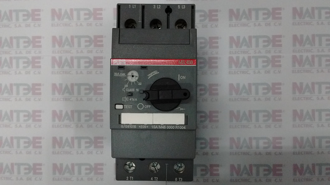 GUARDAMOTOR ABB MS450-32  22 - 32 AMP.  50 kA CAT.1SAM450000R1004 (NVO 1SAM451000R1014)
