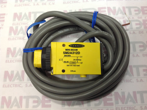SENSOR DIFUSO REFLECT. BANNER SM2A312D (25965) 24-240 VAC DS 380 MM 2 HILOS C/CABLE