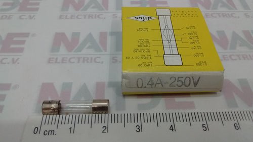 FUSIBLE TIPO EUROPEO DE 0.4 AMP 250 V